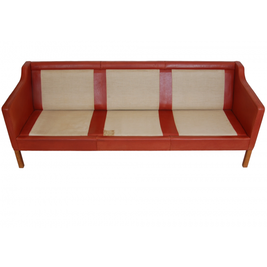 Børge Mogensen 2213 3.pers sofa in red leather with patina