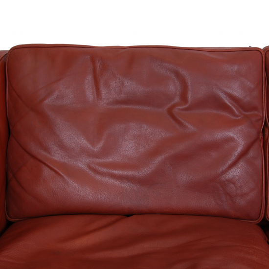 Børge Mogensen 2213 3.pers sofa in red leather with patina