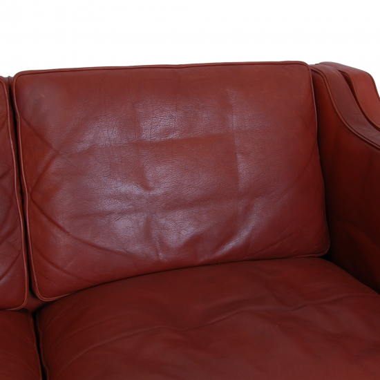 Børge Mogensen 2213 3.pers sofa in red leather with patina
