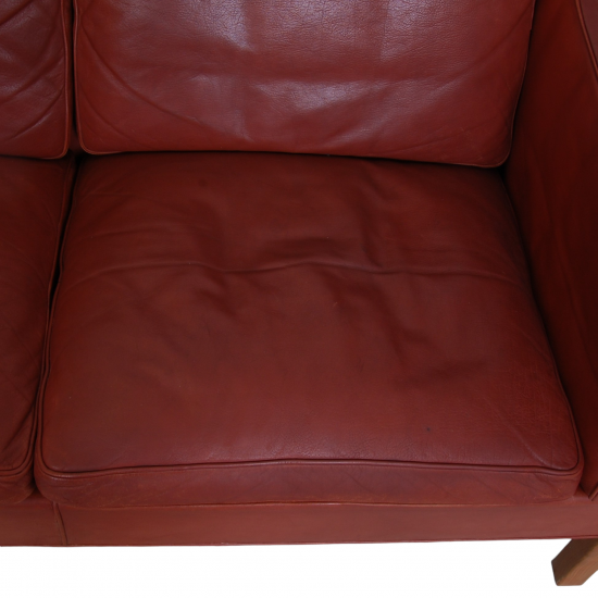 Børge Mogensen 2213 3.pers sofa i patineret rødt læder