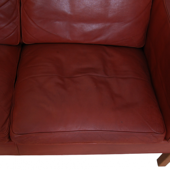 Børge Mogensen 2213 3.pers sofa in red leather with patina