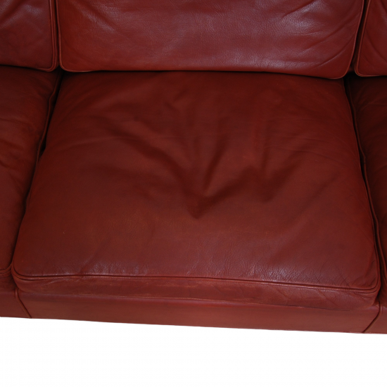 Børge Mogensen 2213 3.pers sofa in red leather with patina