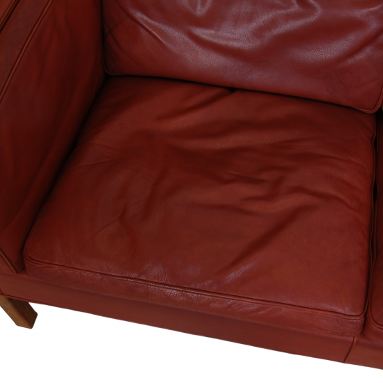 Børge Mogensen 2213 3.pers sofa in red leather with patina