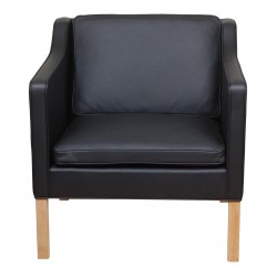 Børge Mogensen lænestol 2321 nypolstret i sort bizon læder 