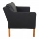 Børge Mogensen 2-pers sofa nypolstret  med sort bizon læder 
