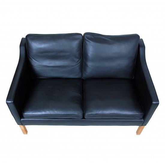 Børge Mogensen 2322 2-seater sofa with black bison and oak