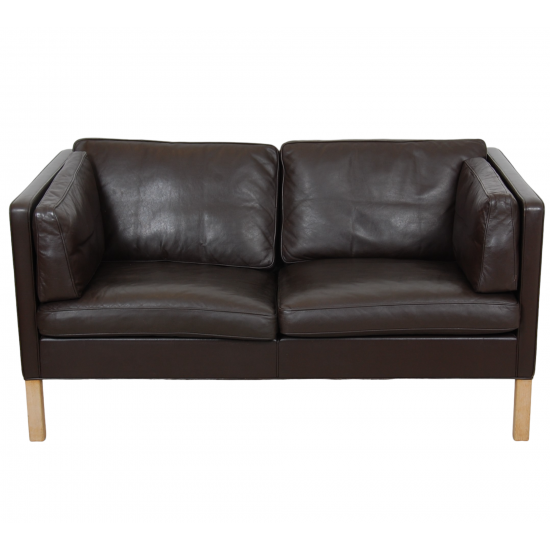 Børge Mogensen 2.seater sofa model 2442 in brown leather