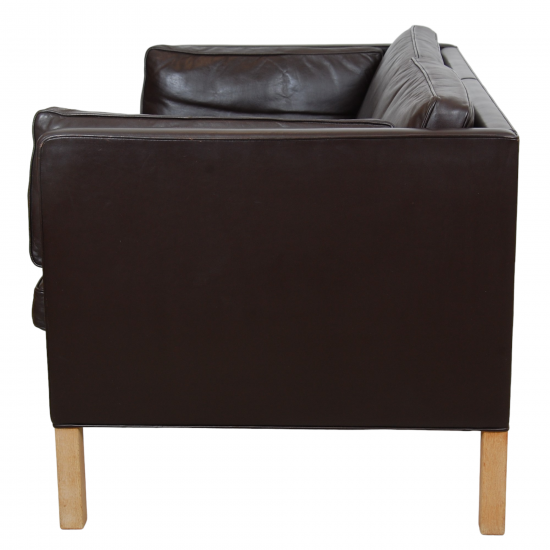 Børge Mogensen 2.seater sofa model 2442 in brown leather