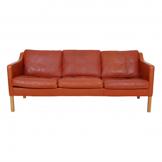 Børge Mogensen 3.Seater sofa model 2323 in patinated Cognac leather