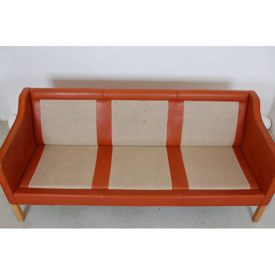 Børge Mogensen 3.pers sofa 2323 i patineret cognac læder