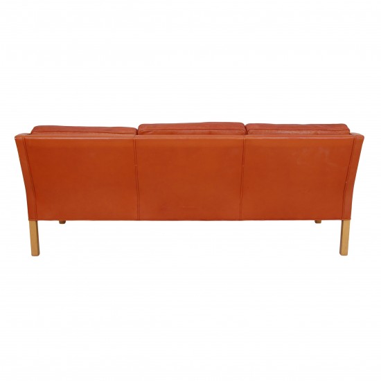 Børge Mogensen 3.Seater sofa model 2323 in patinated Cognac leather