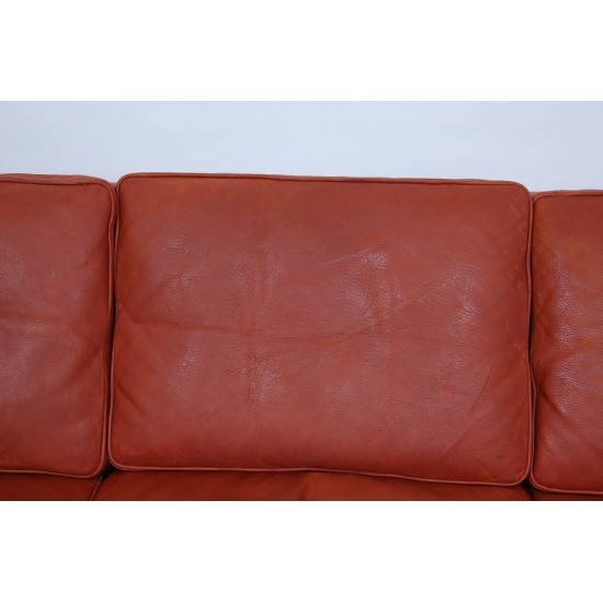 Børge Mogensen 3.Seater sofa model 2323 in patinated Cognac leather