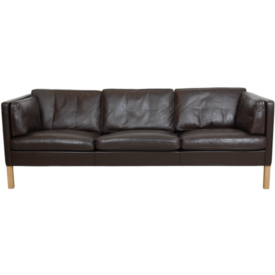 Børge Mogensen 3.seater sofa model 2443 in brown leather