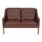 Børge Mogensen 2 pers 2208 sofa with patinated original brown leather