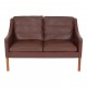 Børge Mogensen 2 pers 2208 sofa i patineret brun læder