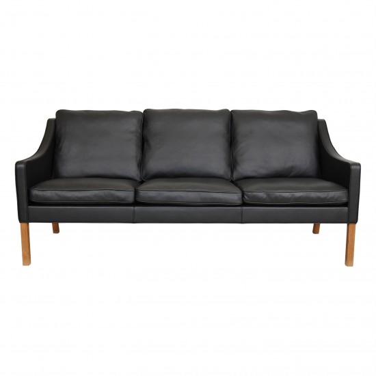 Børge Mogensen 2209 3pers sofa newly upholstered with black bizon leather