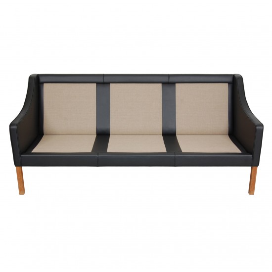 Børge Mogensen 2209 3pers sofa newly upholstered with black bizon leather
