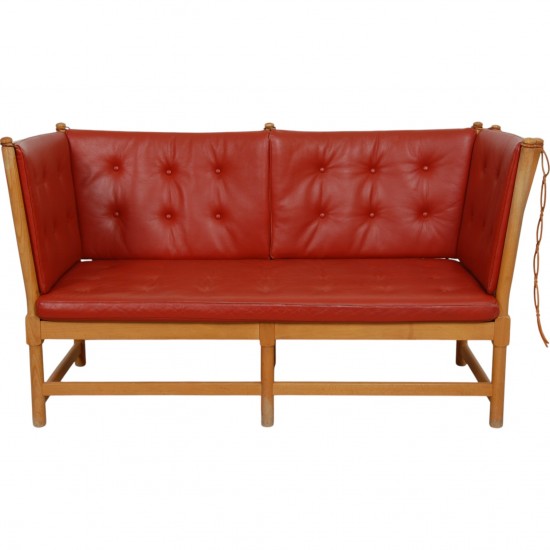 Børge Mogensen Spoke-back sofa in red leather