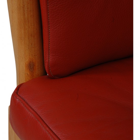 Børge Mogensen Spoke-back sofa in red leather