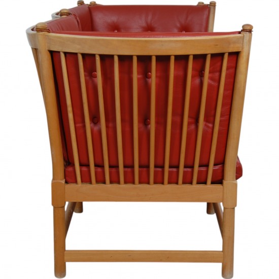 Børge Mogensen Spoke-back sofa in red leather