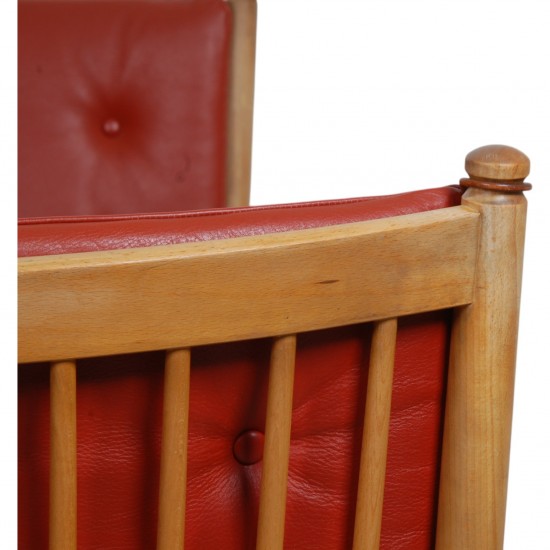 Børge Mogensen Spoke-back sofa in red leather