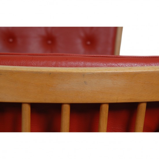 Børge Mogensen Spoke-back sofa in red leather
