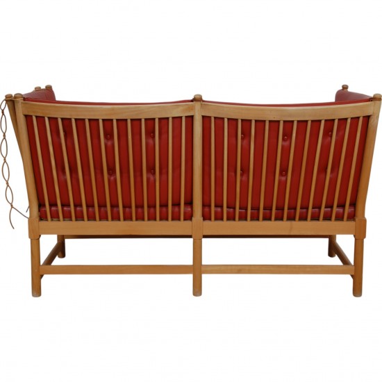 Børge Mogensen Spoke-back sofa in red leather