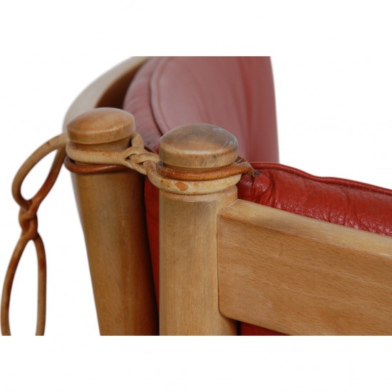 Børge Mogensen Spoke-back sofa in red leather