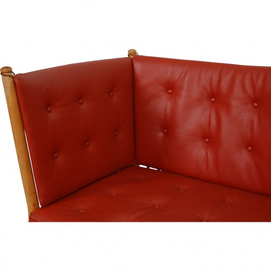 Børge Mogensen Spoke-back sofa in red leather