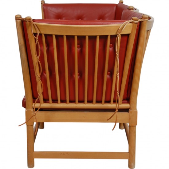 Børge Mogensen Spoke-back sofa in red leather