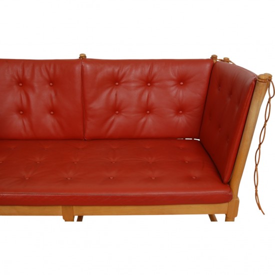 Børge Mogensen Spoke-back sofa in red leather