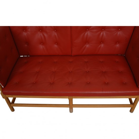 Børge Mogensen Spoke-back sofa in red leather