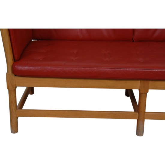 Børge Mogensen Spoke-back sofa in red leather