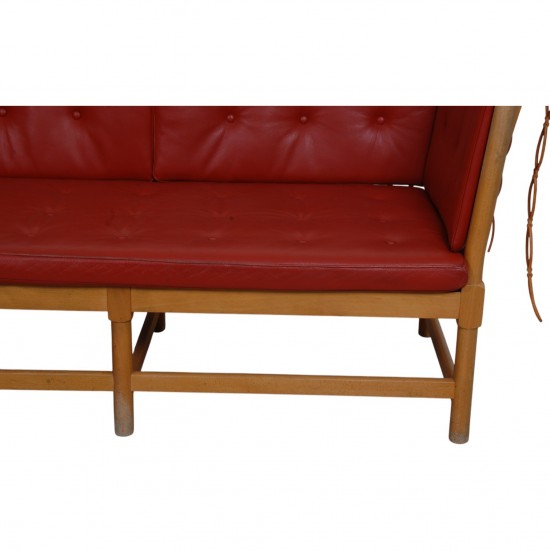 Børge Mogensen Spoke-back sofa in red leather