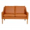 Børge Mogensen 2 pers sofa model 2208, newly upholstered with cognac bison leather