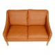 Børge Mogensen 2 pers sofa model 2208, newly upholstered with cognac bison leather