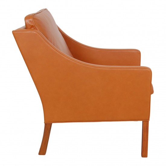 Børge Mogensen Lounge chair model 2207, reupholstered in walnut anilin leather