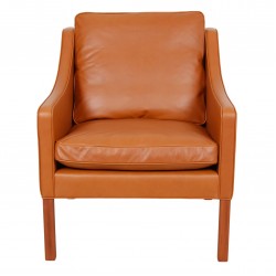 Børge Mogensen Lounge chair model 2207, reupholstered in walnut anilin leather