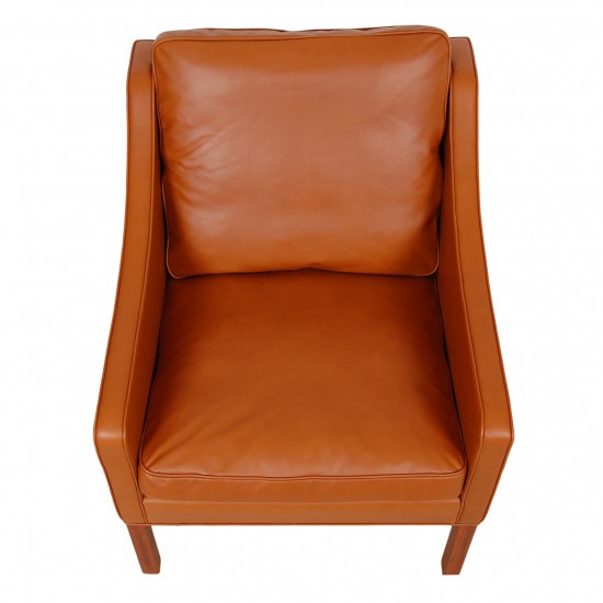 Børge Mogensen Lounge chair model 2207, reupholstered in walnut anilin leather