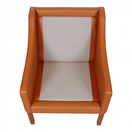 Børge Mogensen Lounge chair model 2207, reupholstered in walnut anilin leather