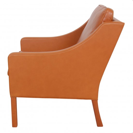 Børge Mogensen Lounge chair model 2207, reupholstered in walnut anilin leather