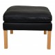 Børge Mogensen 2202 Footstool in black bizon leather and with legs of oak