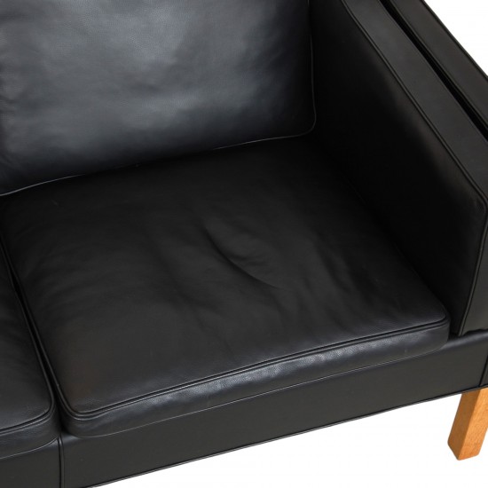 Børge Mogensen 3.pers sofa 2213 i originalt sort læder fra 2007