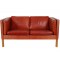 Børge Mogensen 2.seater 2332 sofa in indian red aniline leather