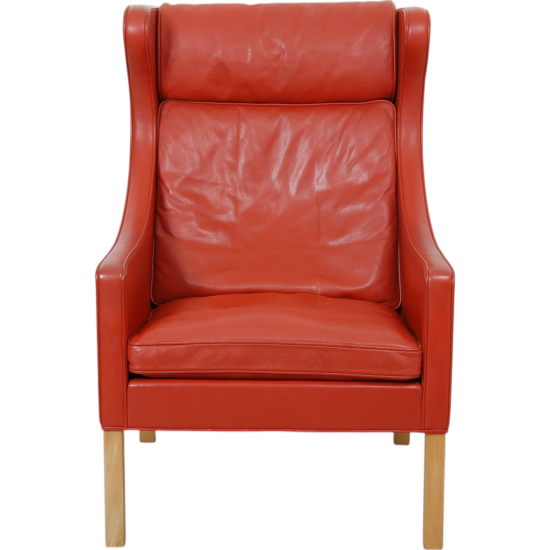 Børge Mogensen 2204 Wingchair in red leather
