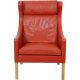 Børge Mogensen 2204 Wingchair in red leather