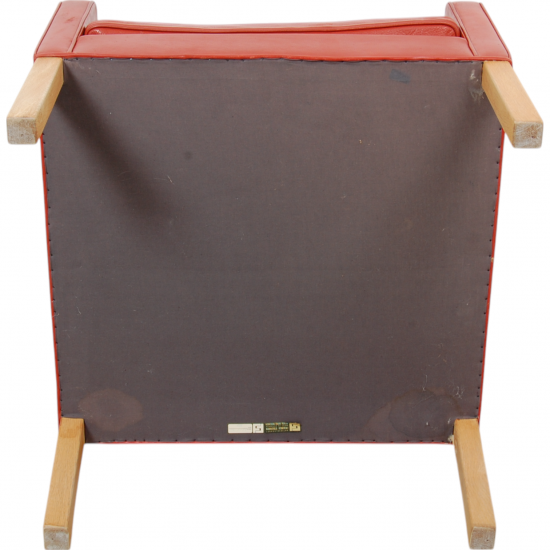Børge Mogensen 2204 Wingchair in red leather