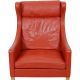 Børge Mogensen 2204 Wingchair in red leather