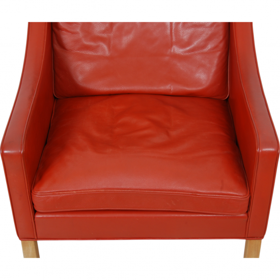 Børge Mogensen 2204 Wingchair in red leather