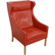 Børge Mogensen 2204 Wingchair in red leather